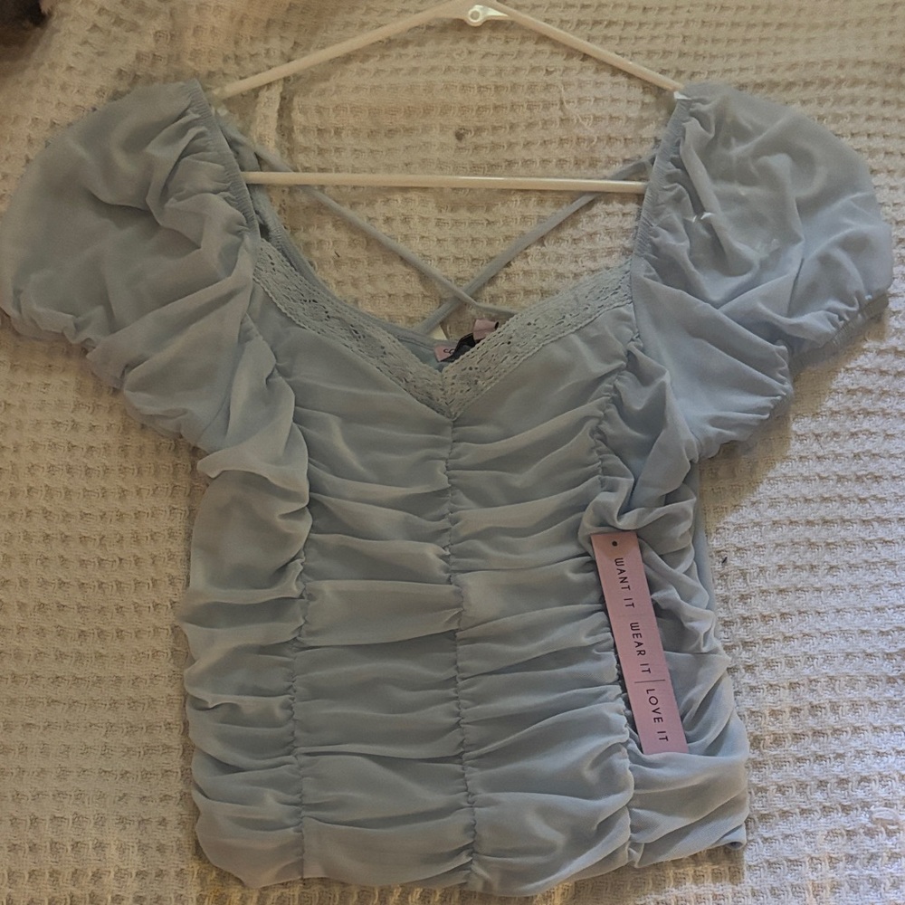 Elegant Blue Ruched Top